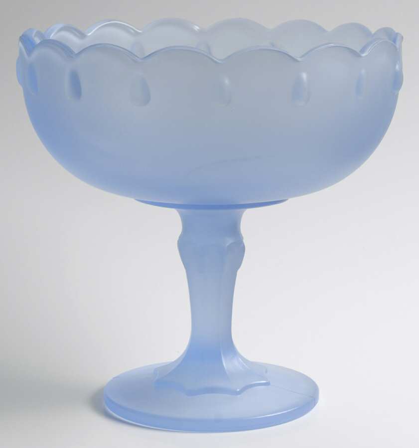 Teardrop Blue Frosted 7" Height Open Compote by Indiana Glass-1
