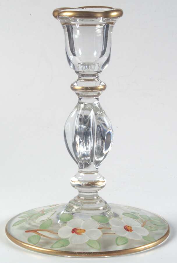 Apple Blossom White 6" Single Light Candlestick by Imperial Glass-Ohio-1