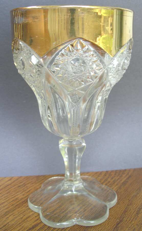 Pendant Gold Water Goblet by Indiana Glass-1