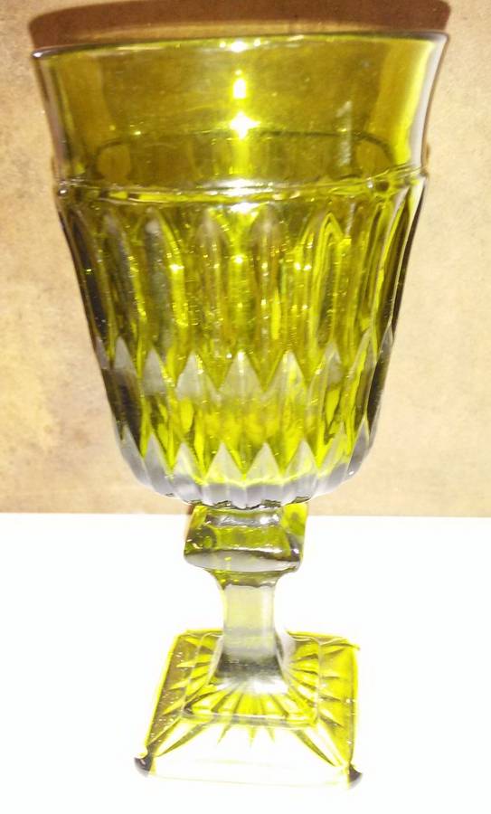 Mt. Vernon Yellow Flash Wine Glass by Indiana Glass-1