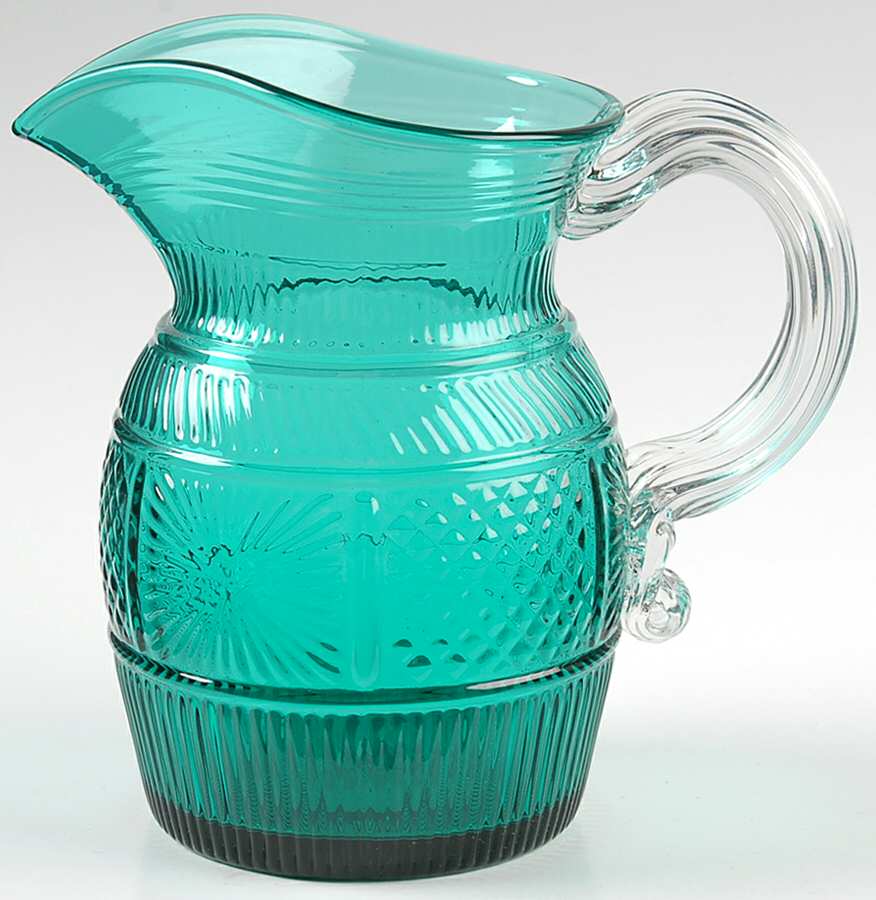 Diamond and Sunburst Emerald Green 28 Oz Pitcher by Imperial Glass-Ohio-1
