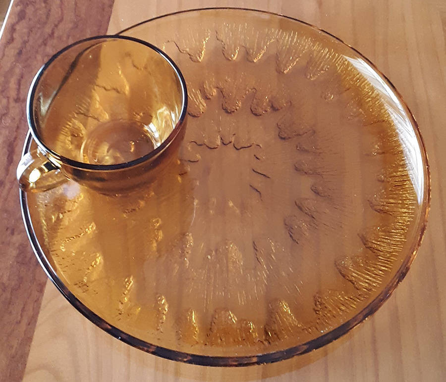625 Amber Snack Plate & Cup Set by Indiana Glass-1