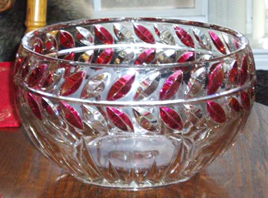 Laurel Ruby Flashed Punch Bowl by Indiana Glass-1