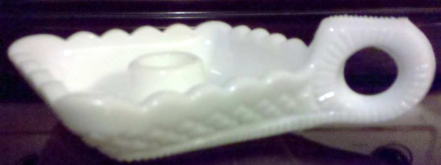 81 Milk Glass Handled Candleholder by Imperial Glass-Ohio-1