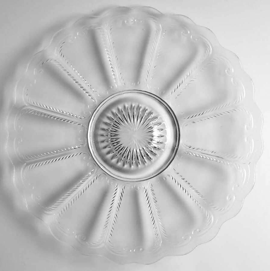 Scroll Flute Clear 10" Sandwich Plate by Imperial Glass-Ohio-1
