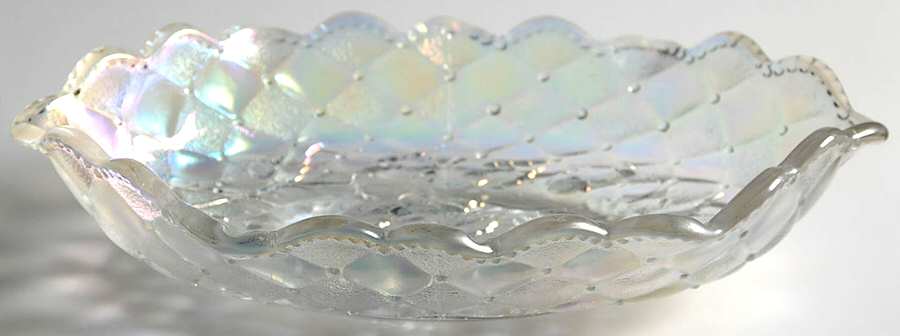 Pansy White Carnival 9" Pickle Dish by Imperial Glass-Ohio-1
