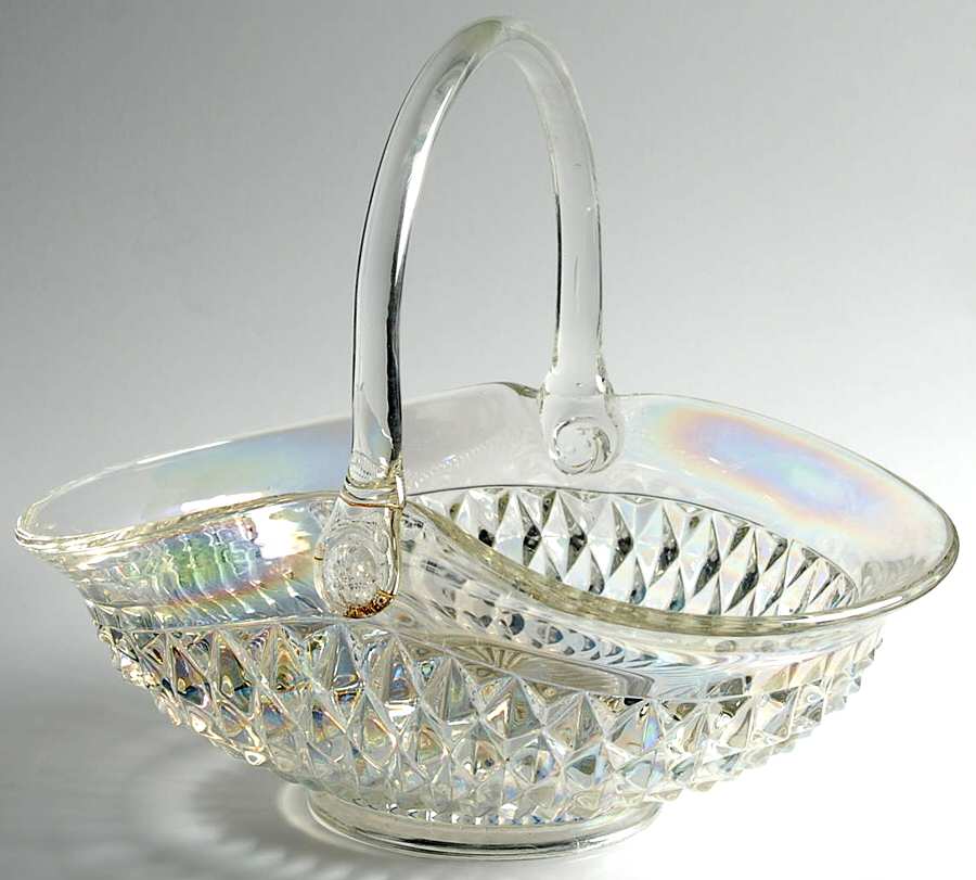 Diamond Point Iridescent 10" Basket by Indiana Glass-1
