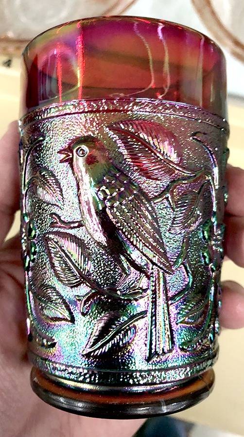 Robin Red Carnival 8 Oz Flat Tumbler by Imperial Glass-Ohio-1