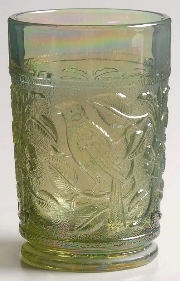 Robin Verde Carnival (Green) 8 Oz Flat Tumbler by Imperial Glass-Ohio-1
