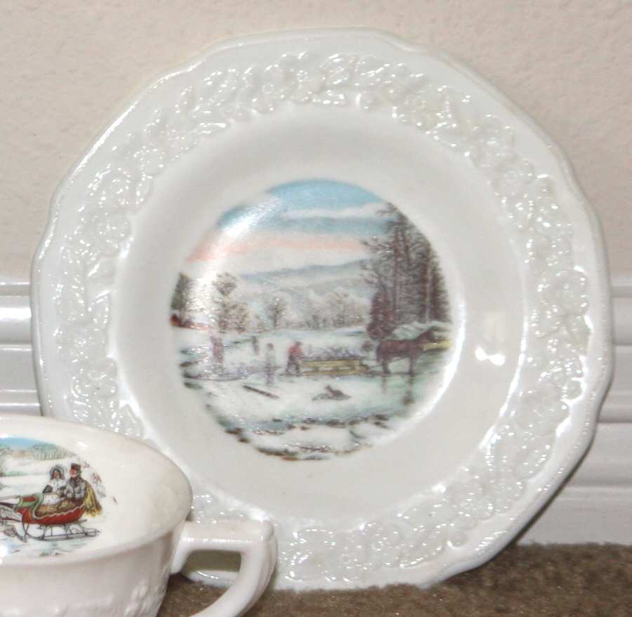 Orange Blossom Currier & Ives Bread & Butter Plate by Indiana Glass-1