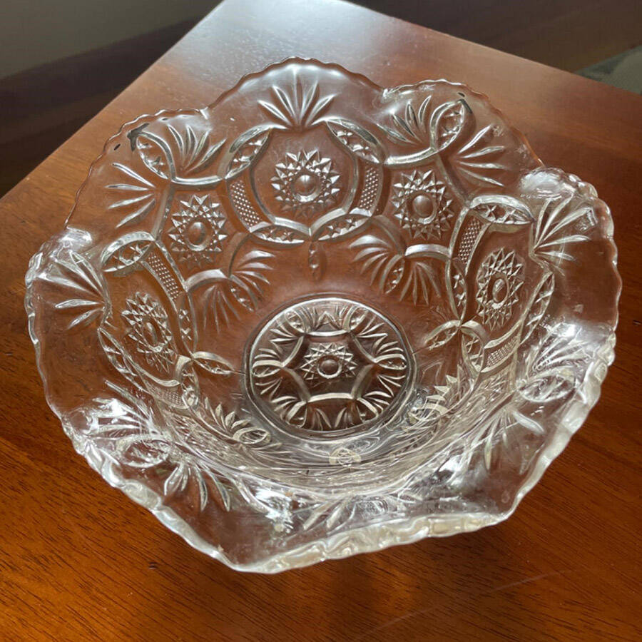 343 Clear 7" Round Crimped Bowl by Imperial Glass-Ohio-1