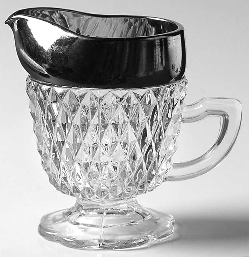 Diamond Point Silver Creamer by Indiana Glass-1