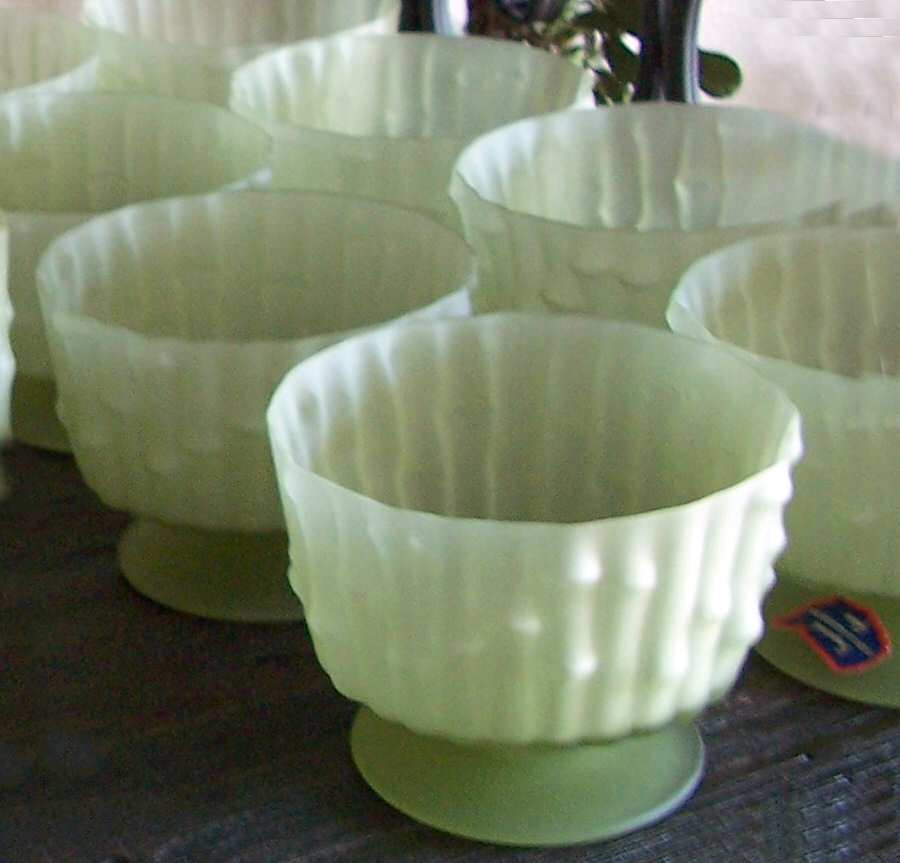 Bambu Green (Verde Frosted) Champagne/Tall Sherbet by Imperial Glass-Ohio-1