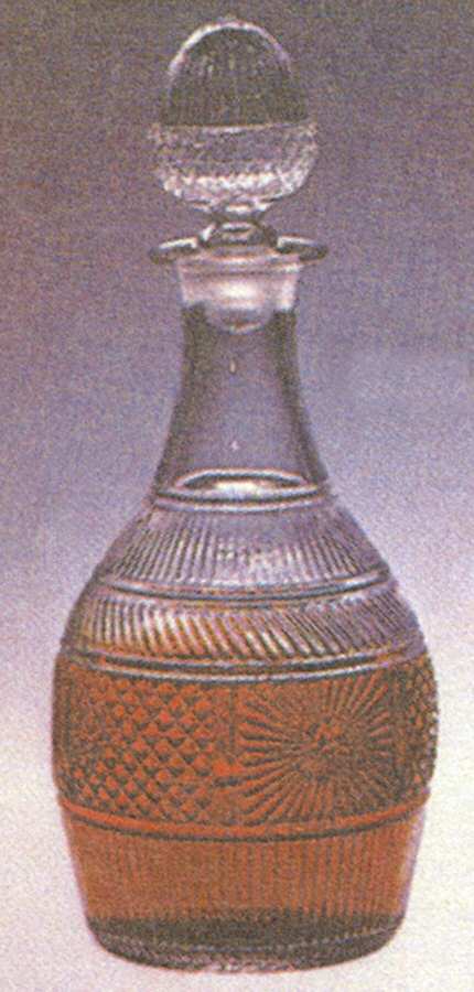 Diamond and Sunburst Clear Decanter & Stopper by Imperial Glass-Ohio-1
