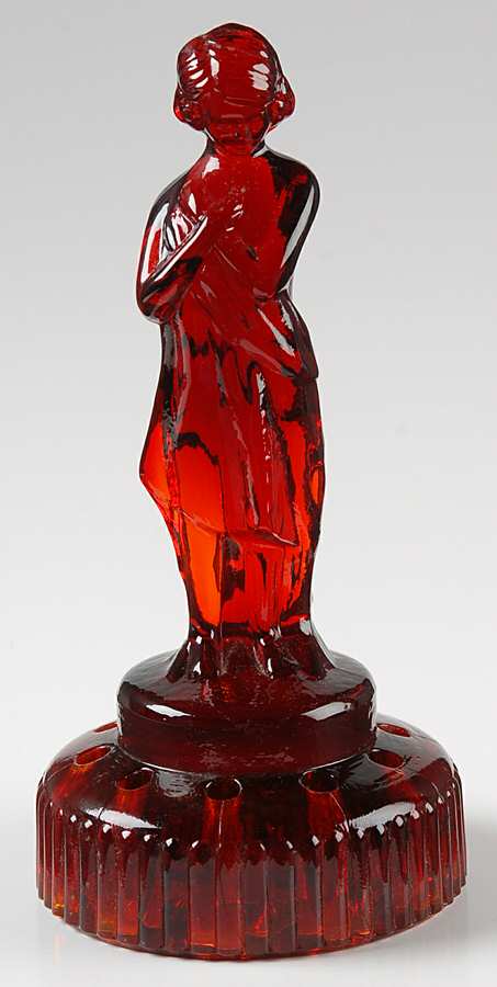 Mirror Images Animals Draped Lady W/Ribbed Base & Holes by Imperial Glass-Ohio-1