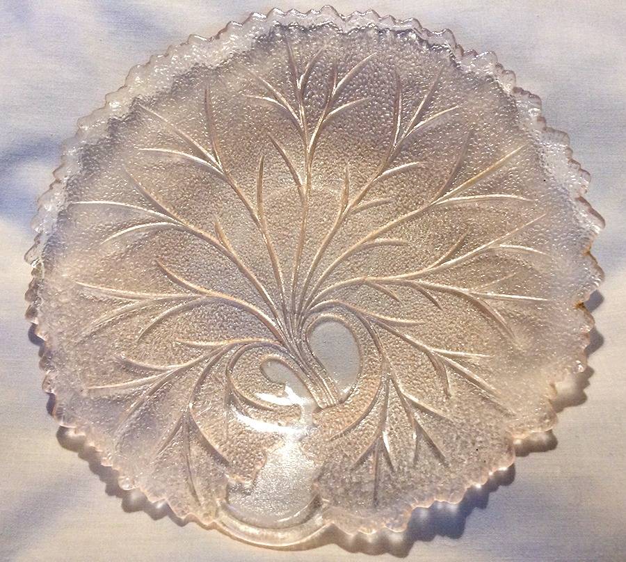 Pebble Leaf Pink Luncheon Plate by Indiana Glass-1