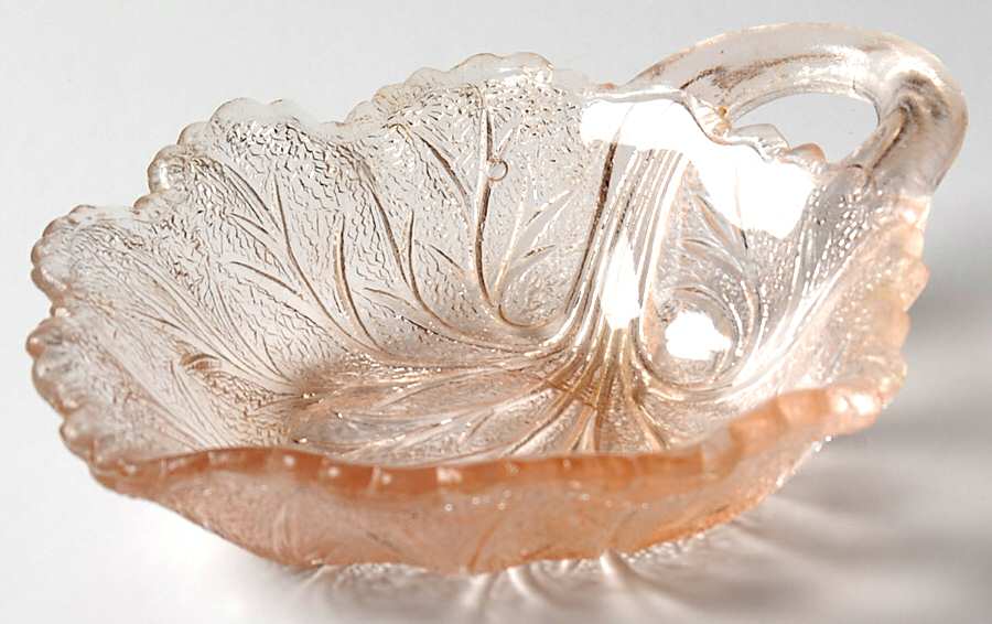 Pebble Leaf Pink Nut Cup by Indiana Glass-1