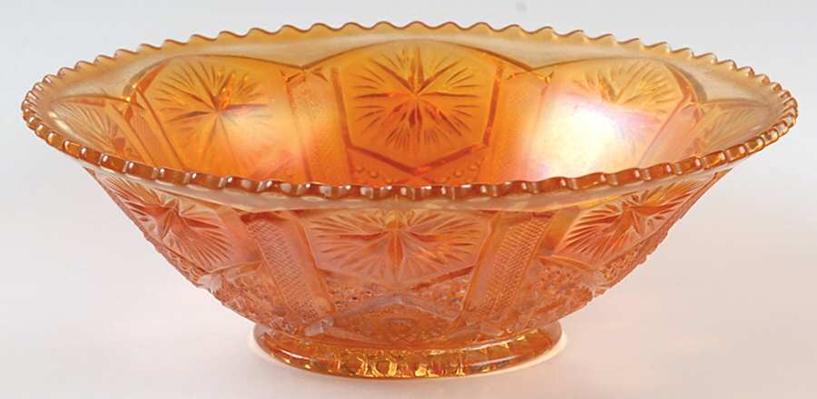 Mogul Variant Marigold (Carnival) 9" Round Bowl by Imperial Glass-Ohio-1