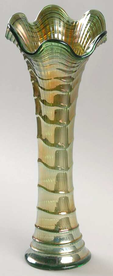 Ripple Green (Carnival) 12" Swung Bud Vase by Imperial Glass-Ohio-1