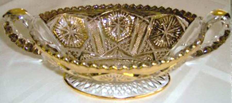 Mogul Variant (Gold Trim) Handled Bowl by Imperial Glass-Ohio-1