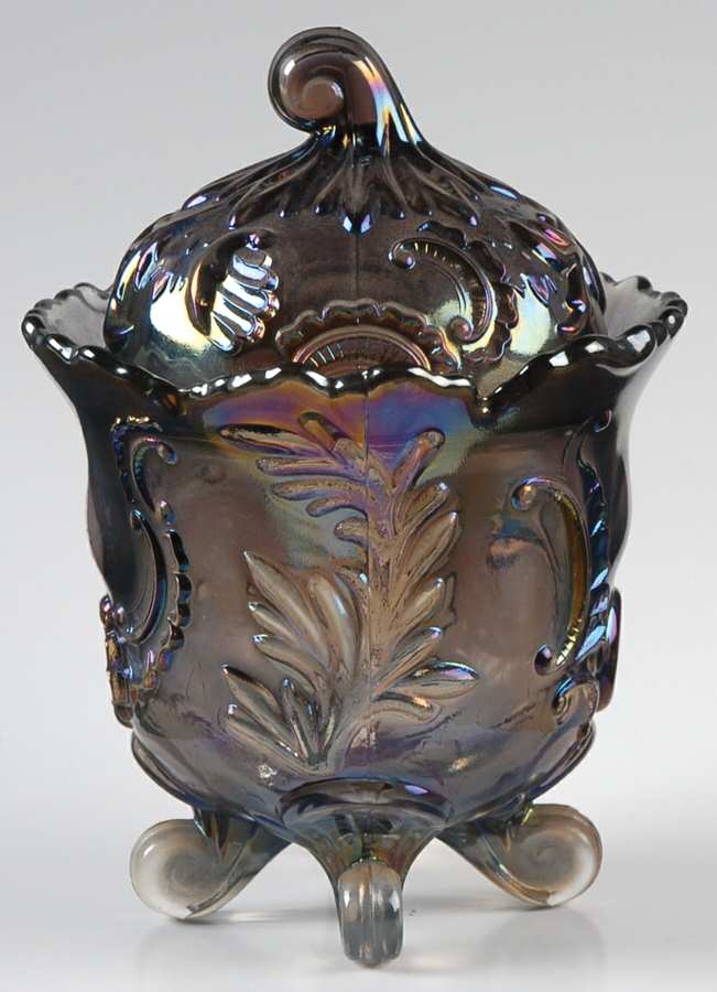 176 Smoke Carnival Candy Jar & Lid by Imperial Glass-Ohio-1