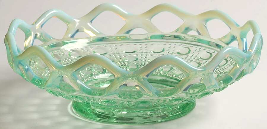 Laced Edge Green Opal (Imperial Green) 6" Shallow Nappy by Imperial Glass-Ohio-1