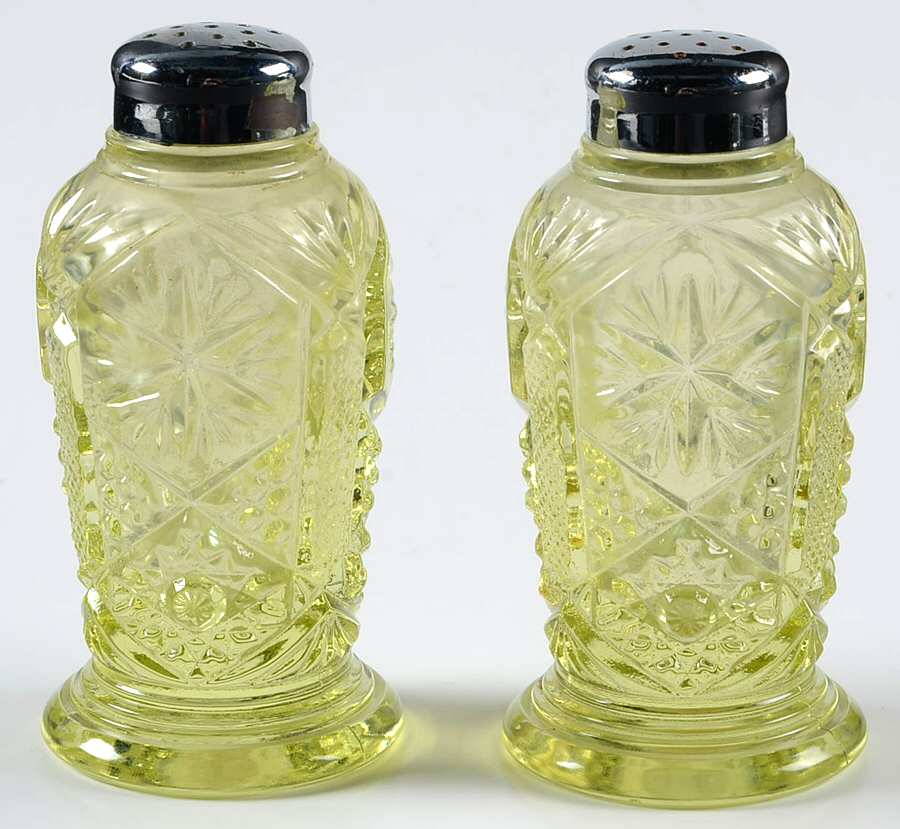 Mogul Variant Yellow (Mustard) Salt and Pepper Set by Imperial Glass-Ohio-1