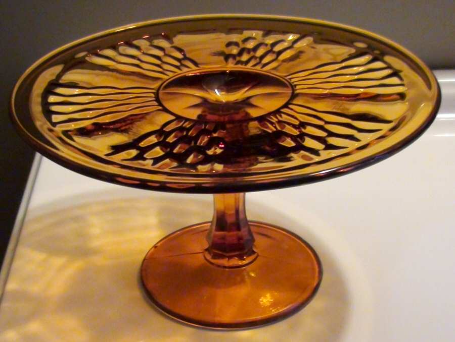 372 Amber Round Compote (Height X Width) by Indiana Glass-1