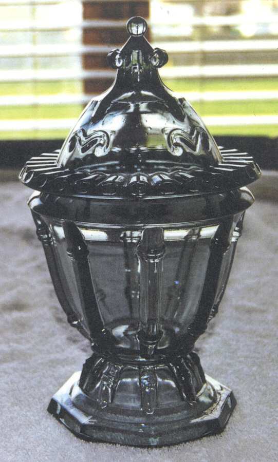Cathay Smoke (Grey) Bamboo Urn & Lid by Imperial Glass-Ohio-1