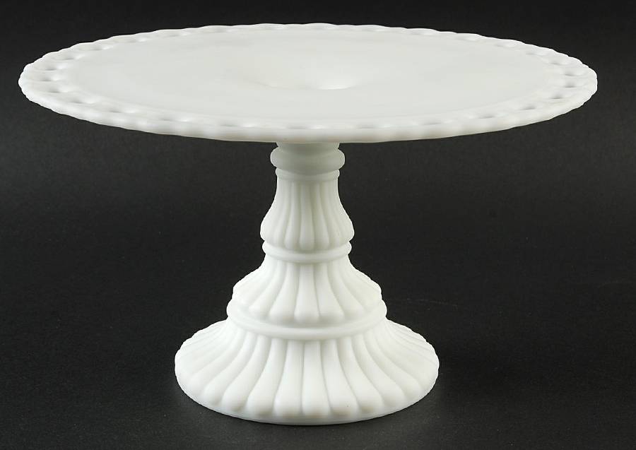 1950-203D Milkglass Frosted Round Cake Stand by Imperial Glass-Ohio-1
