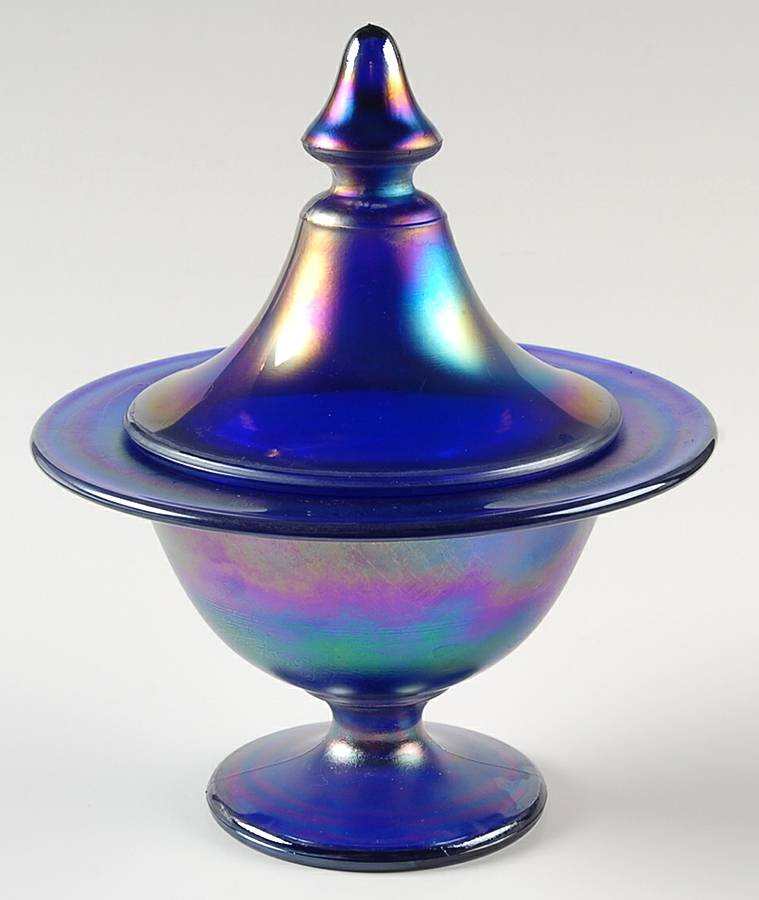 170 Aurora Jewels (Cobalt) Footed Candy Dish & Lid by Imperial Glass-Ohio-1