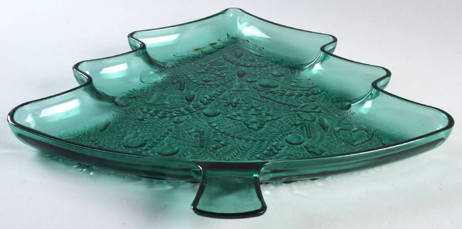 Christmas Tree 13" Tree Shape Platter by Indiana Glass-1