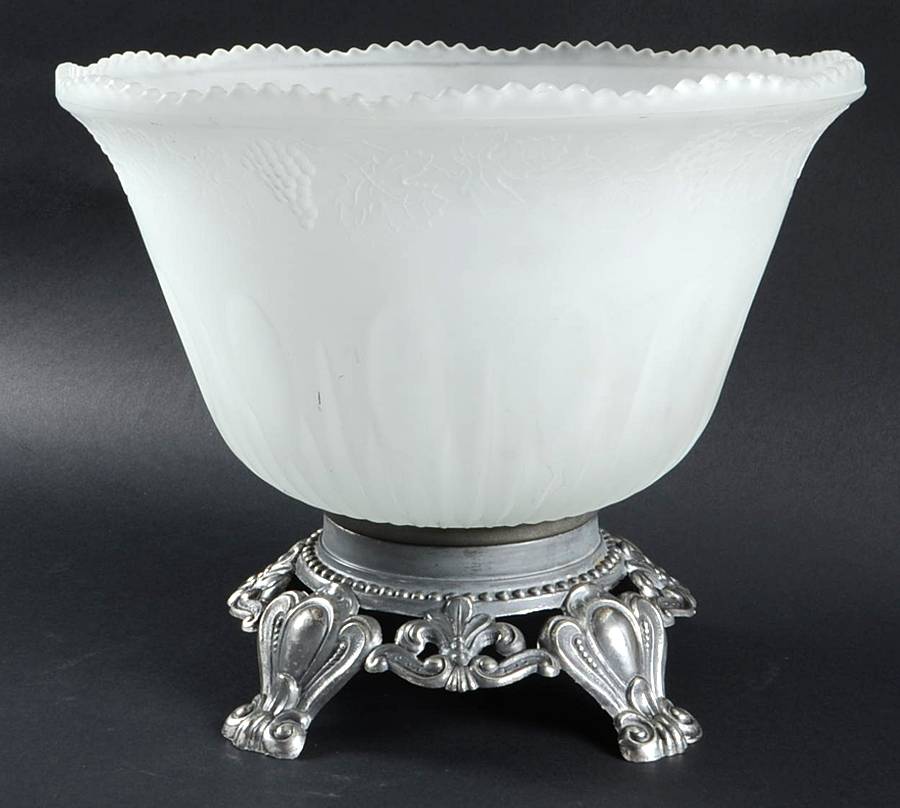 Princess Frosted Clear Punch Bowl W/Metal Stand by Indiana Glass-1
