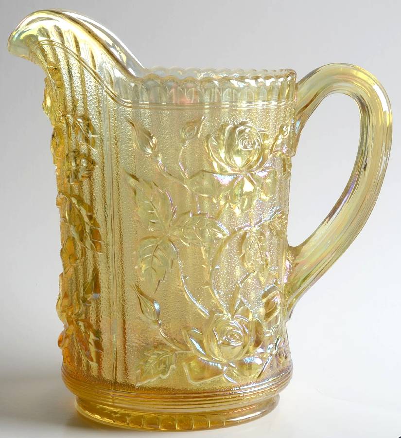 Open Rose Yellow Carnival 52 Oz Pitcher by Imperial Glass-Ohio-1