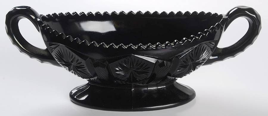 Mogul Variant Black 8" Oval Handled Bowl by Imperial Glass-Ohio-1