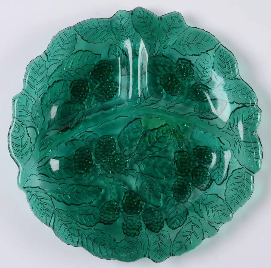 Loganberry Teal Green Grill Plate by Indiana Glass-1