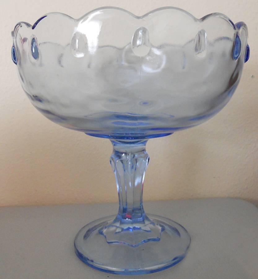 Teardrop Blue 7" Height Open Compote by Indiana Glass-1