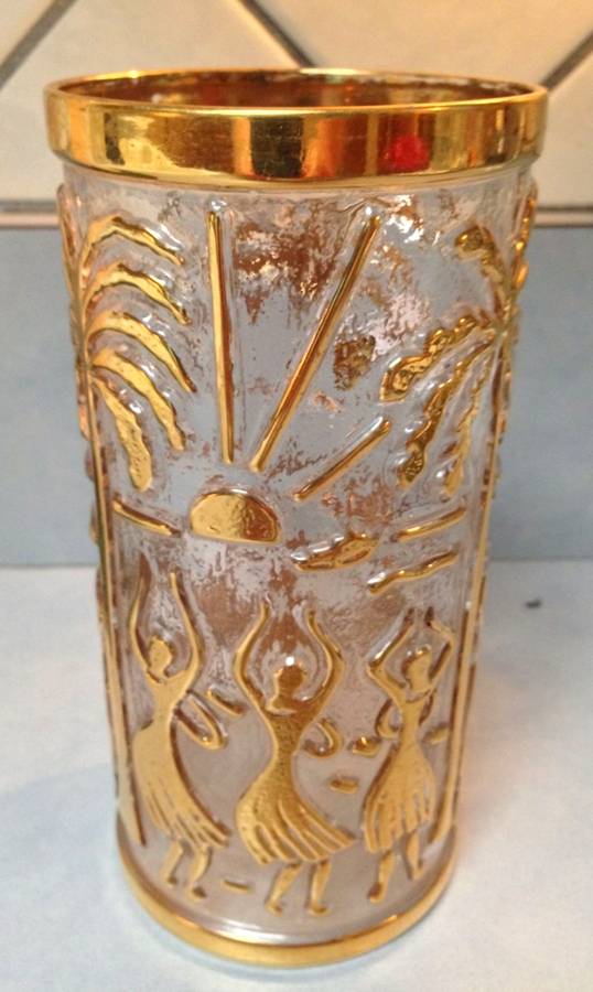 Aloha Gold Accent 15 Oz Flat Tumbler by Imperial Glass-Ohio-1