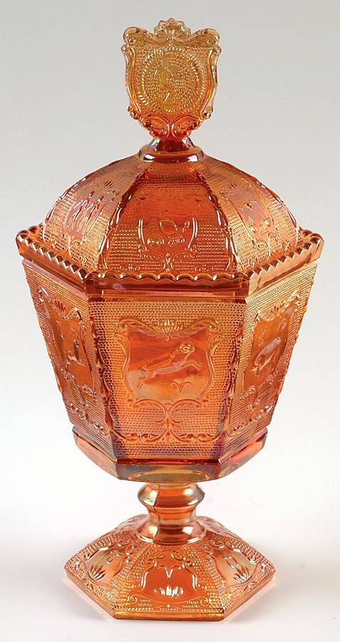 Zodiac Marigold (Carnival) Candy Dish & Lid by Imperial Glass-Ohio-1