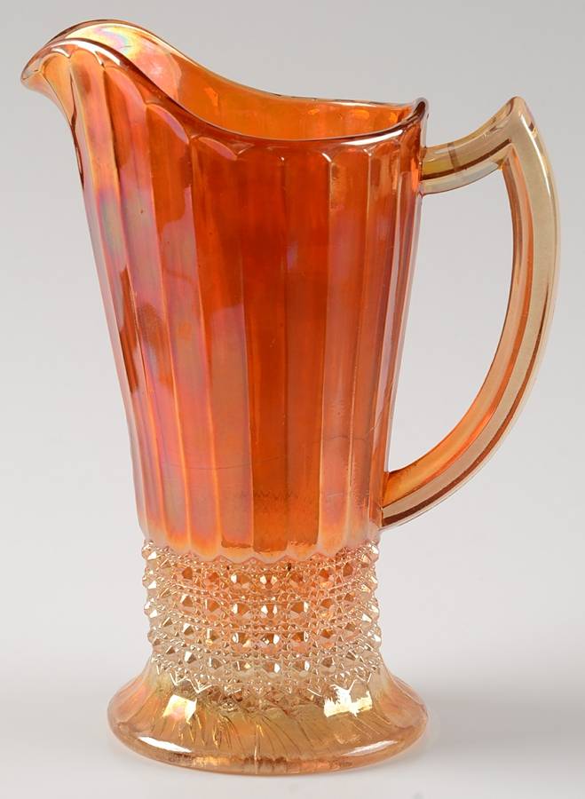 Flute and Cane Marigold (Carnival) 20 Oz Pitcher by Imperial Glass-Ohio-1
