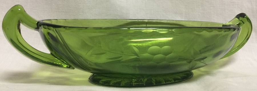 Cut 2033 Green Pickle Dish by Imperial Glass-Ohio-1