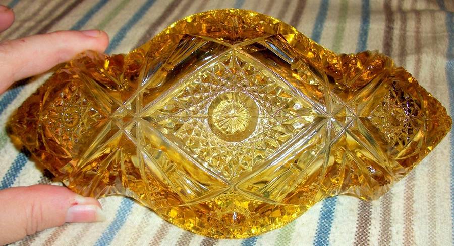 212 Yellow Olive Dish by Imperial Glass-Ohio-1