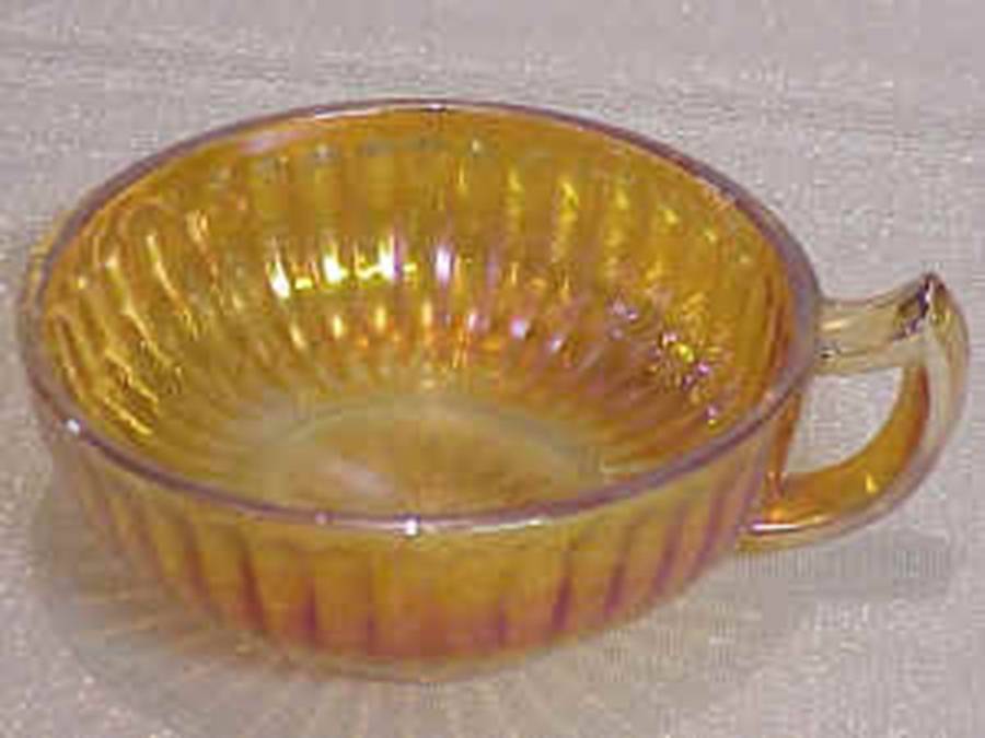 Lustre and Clear Marigold (Carnival) Handled Nappy by Imperial Glass-Ohio-1