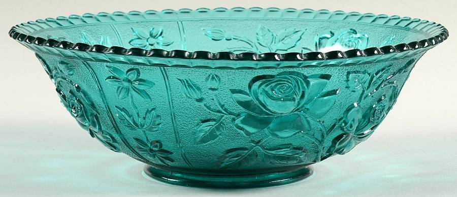 Open Rose Green (Stiegel Green) 10" Flared Bowl by Imperial Glass-Ohio-1