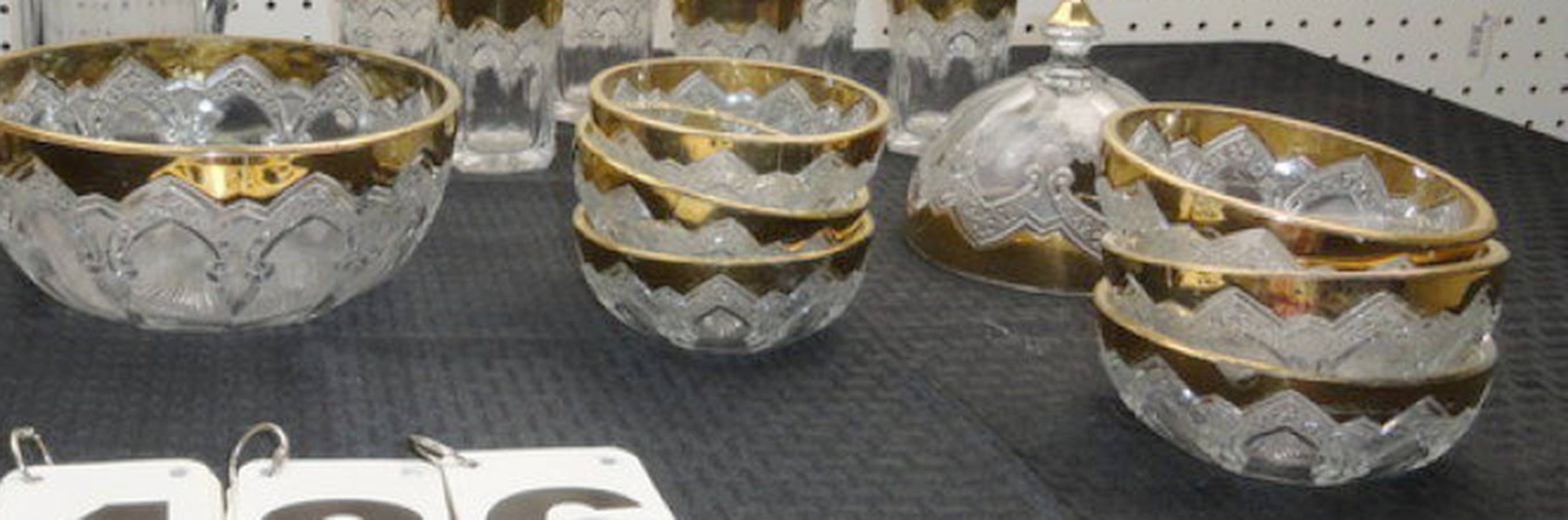 Gothic Windows (Gold Trim) Small Fruit Dessert Bowl by Indiana Glass-1