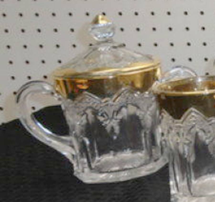 Gothic Windows (Gold Trim) Sugar Bowl & Lid by Indiana Glass-1