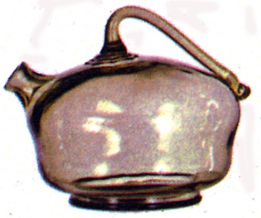 Ancient Booze Pot Round Decanter with Handle & Stopper by Imperial Glass-Ohio-1