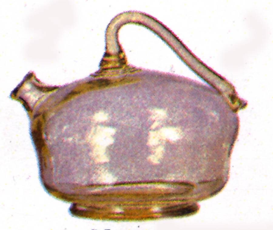 Ancient Booze Pot Round Decanter with Handle & Stopper by Imperial Glass-Ohio-1