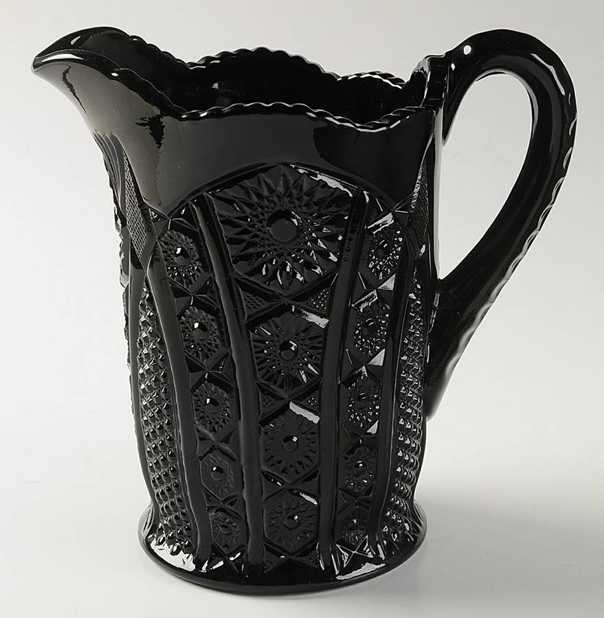 Paneled Daisy and Finecut Black 44 Oz Pitcher by Indiana Glass-1