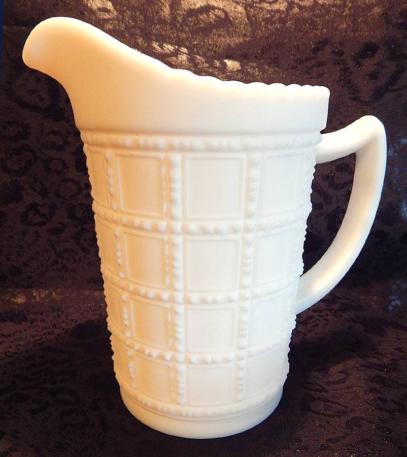 Beaded Block White (Doe Skin) Pitcher by Imperial Glass-Ohio-1